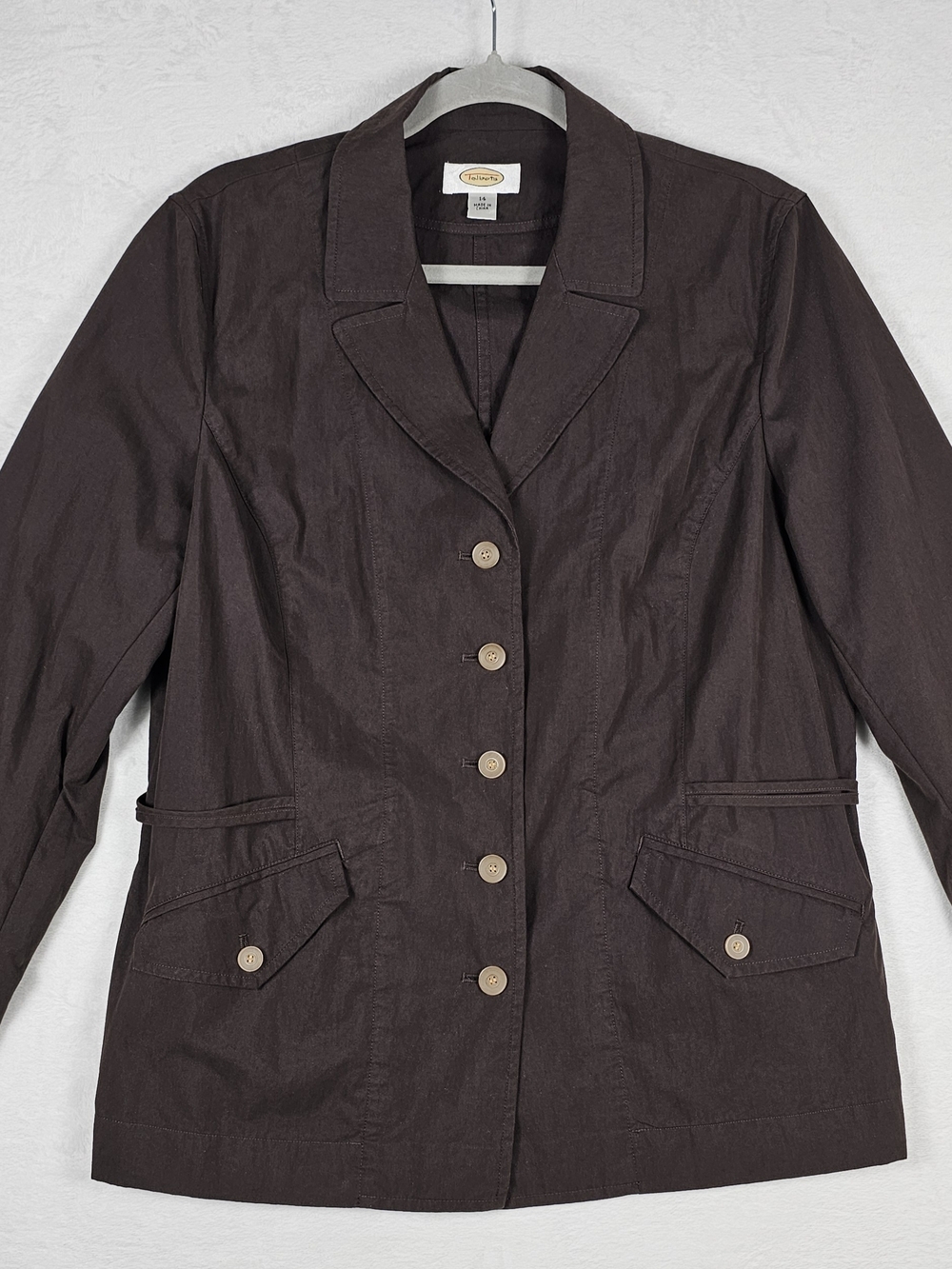 Talbots Jacket Women's Size 14 Brown Classic Blazer Utility Field Layer Button